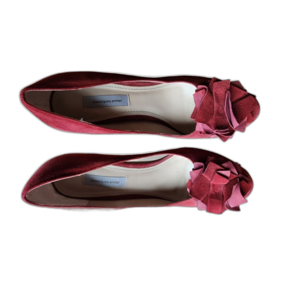 Classiques Entier Heels Platform‎ Stilettos Red Pink Burgundy Suede Flower 7.5 - Picture 5 of 12